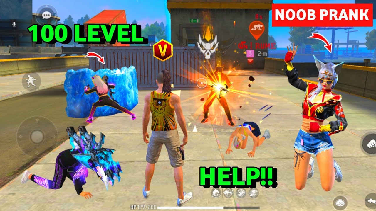 Free Fire Noob Prank 😂 100 Level Girl ने Aukat Dikha दिया 😤 Adam Power 👿😱 Y GAMING