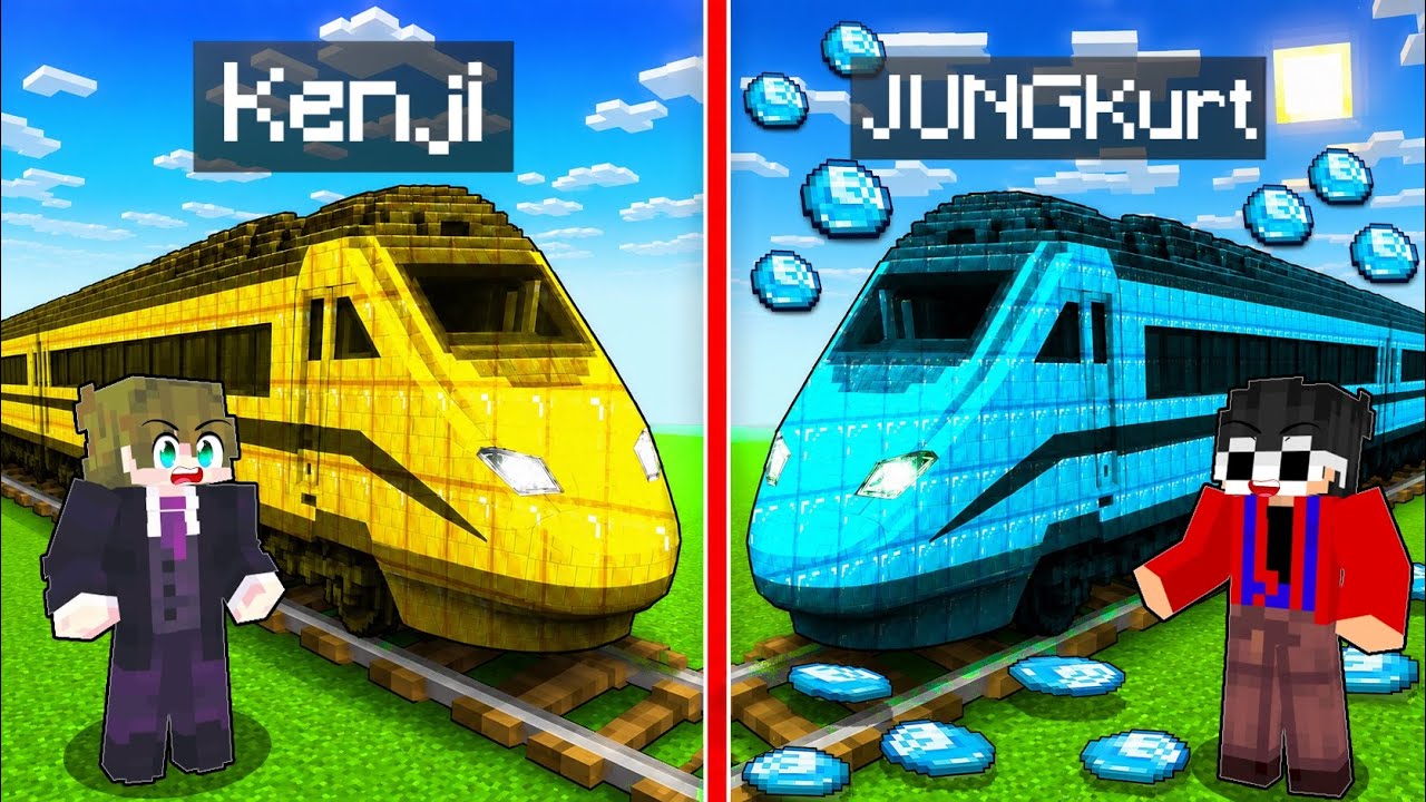 GOLD vs DIAMOND Train Survival Battle in Minecraft!