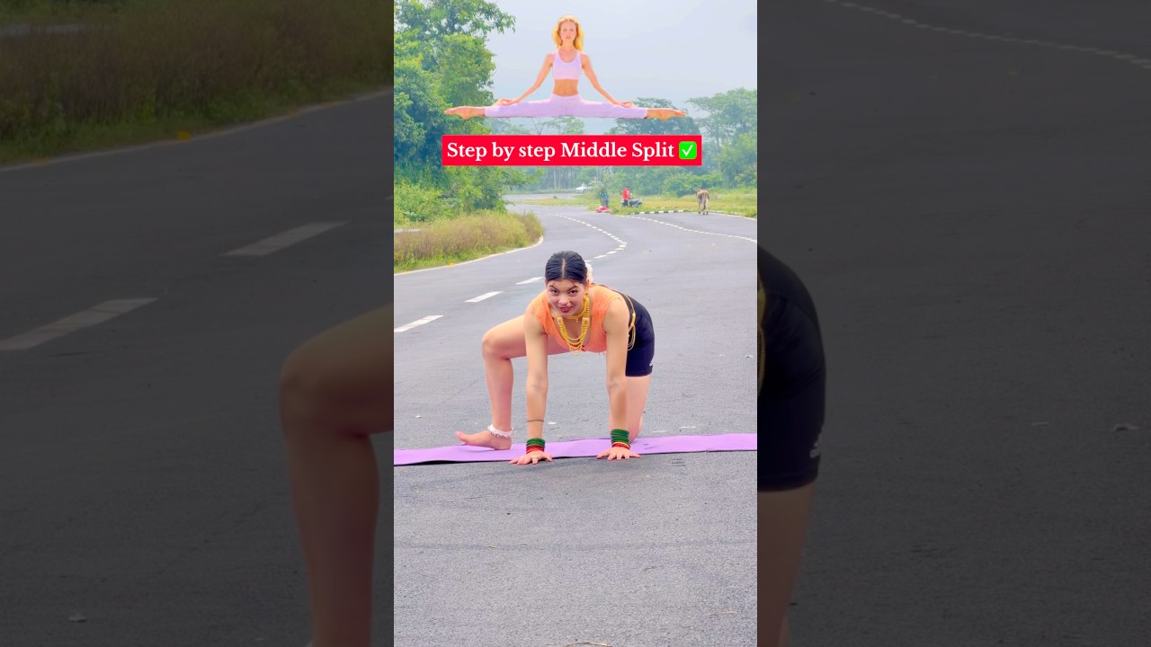 Learn Middle Split in 10 sec. ✅ #youtubeshorts #trending #viral #fitness #yoga #challenge #love