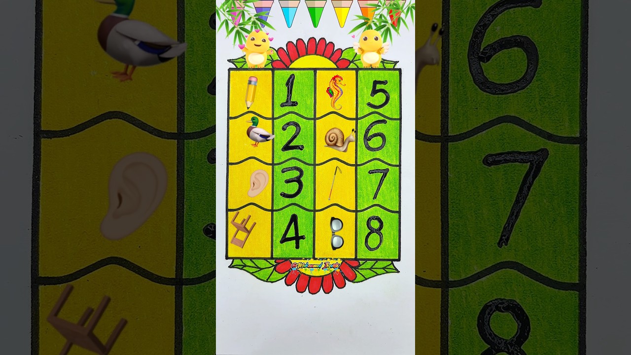 Learn numbers 1–10 with fun pictures ✨🌈#shorts #preschool #kidslearning #learning