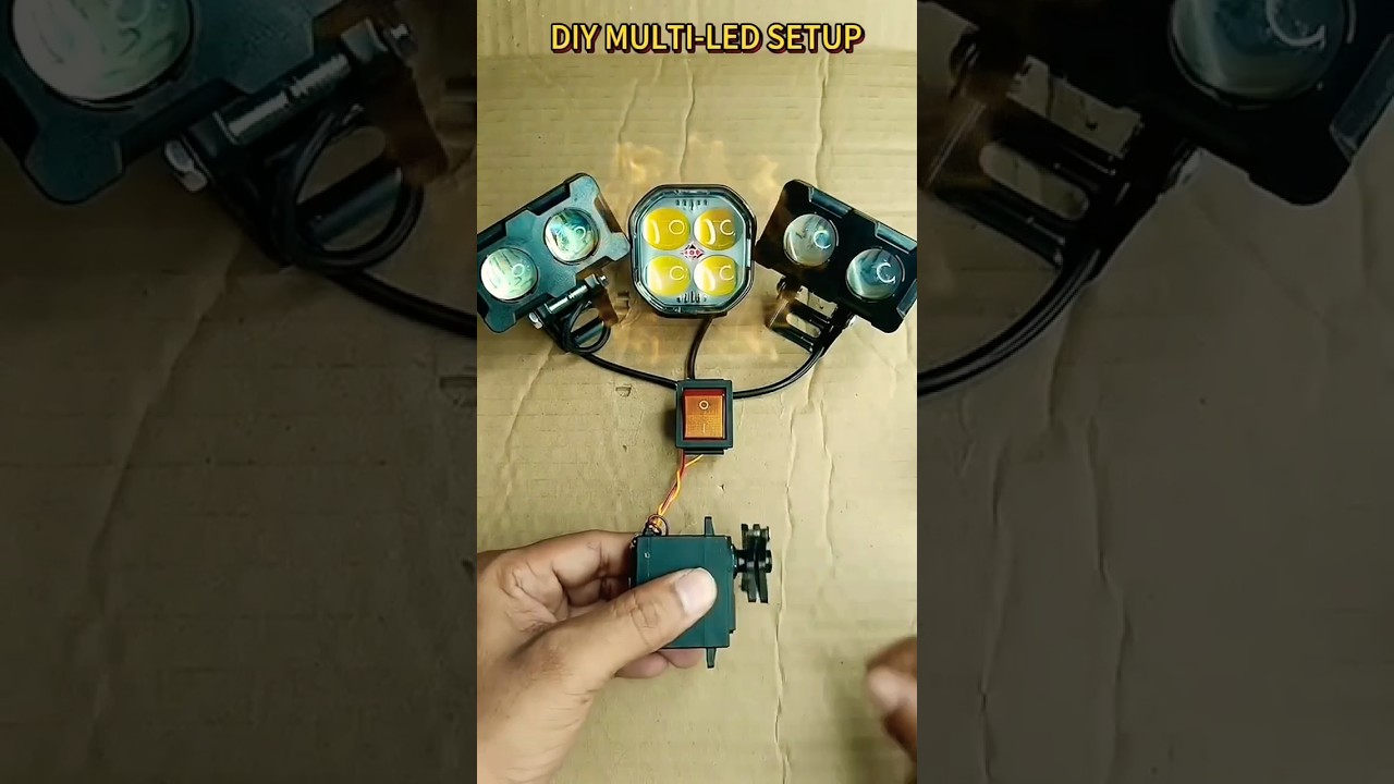 Metal Servo Motor Powers 3 Fog Lights! ⚡ DIY DC Motor Generator #Shorts #diy #diymotor #servo