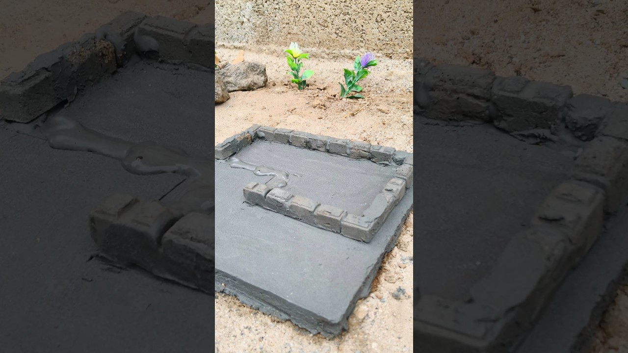 How to make the cement brick house part 1 ##diy ##easyhouse ##miniature ##shorts