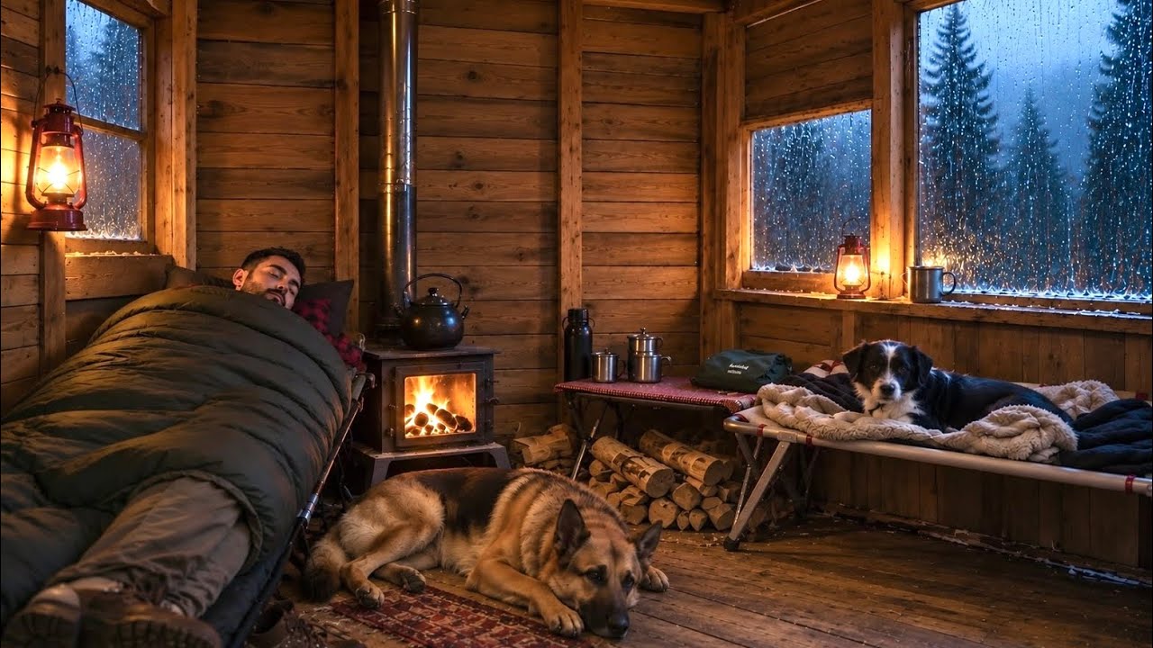 Camping With My Dog in an Abandoned Cabin During Heavy Rain