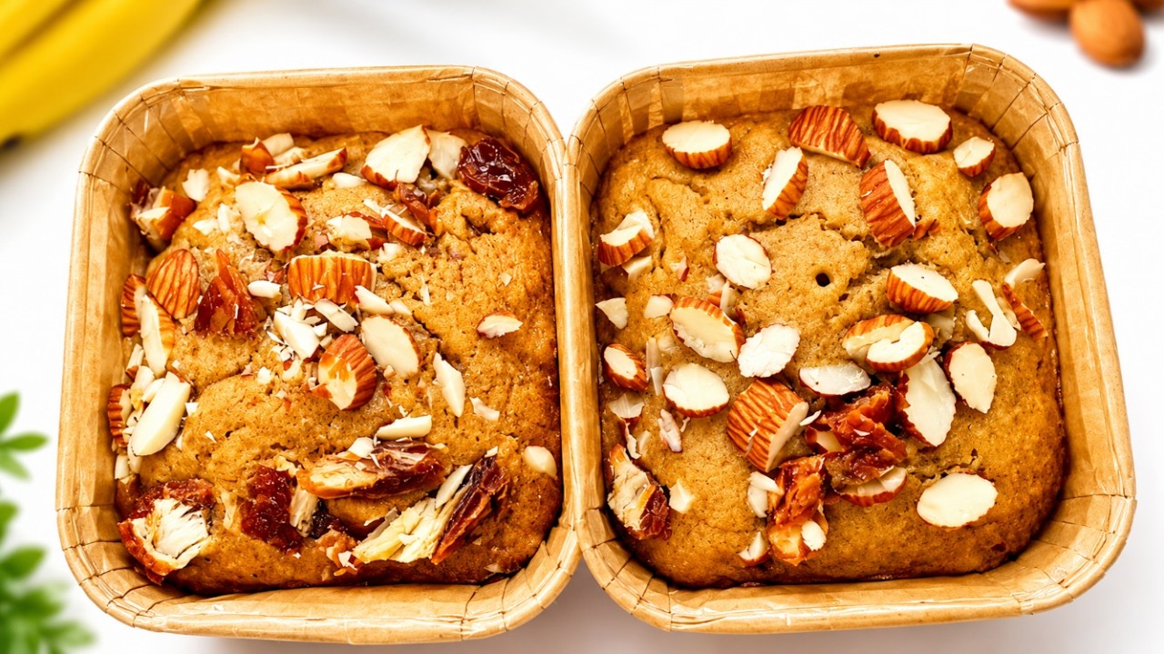 Soft பணானா கேக் Recipe | Banana Date Badam Cake Recipe in Tamil | Banana Cake Recipe in Tamil
