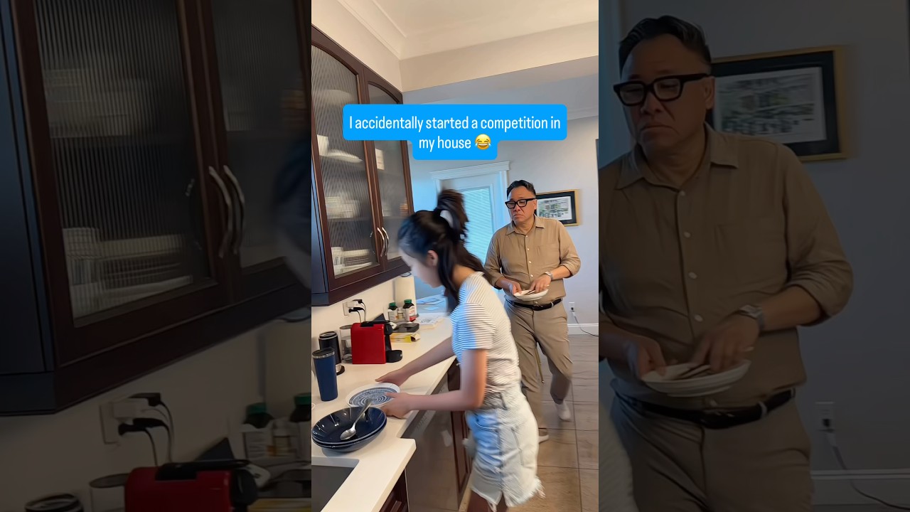 I accidentally turned helping Mom into a competition…😂❤️ #funnyvideo #comedy #family #competition