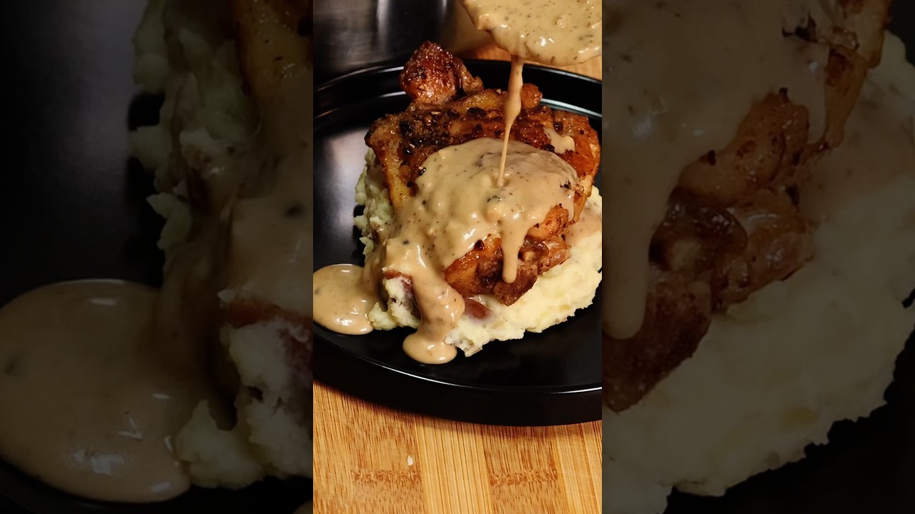 Crispy Chicken Au Poivre with Peppercorn Cream Sauce