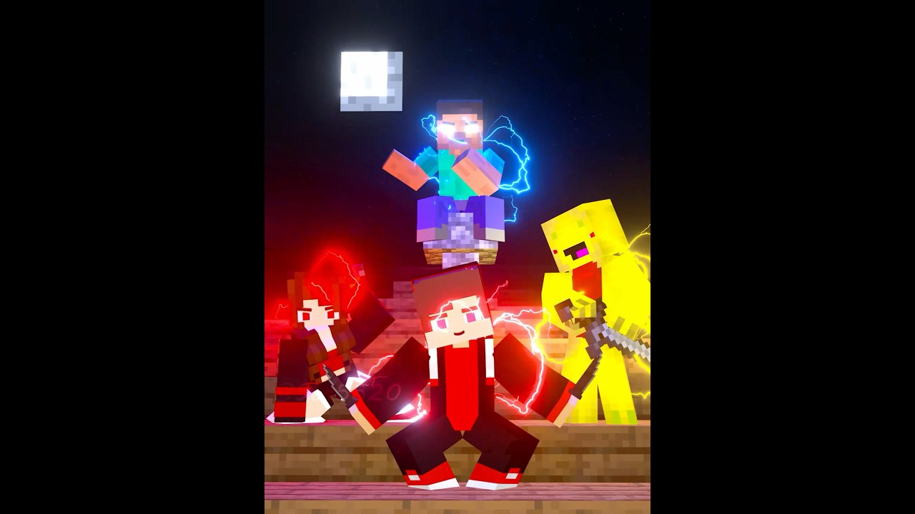 JJ and mikey Steve JJ sister Team Power 💀 - Minecraft Animation#shorts