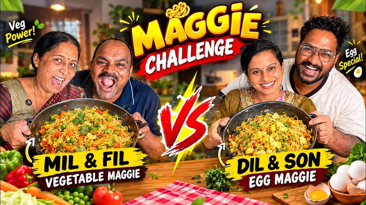 👉 ಅತ್ತೆ-ಮಾವ vs ಸೊಸೆ-ಮಗ 😱 MAGGIE CHALLENGE! ಯಾರು ಗೆದ್ದರು? 🍜🔥 | Veg Maggi vs Egg Maggi