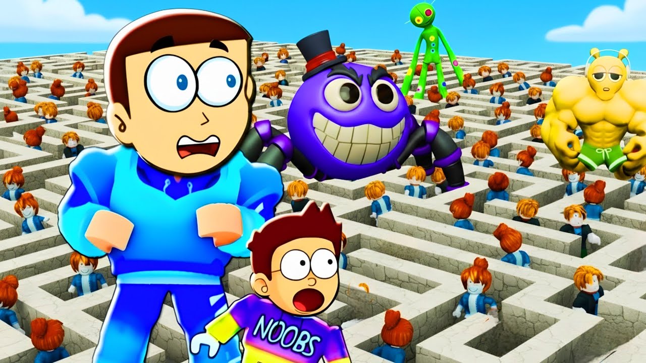 Roblox 100 Players Color Maze | Shiva and Kanzo Gameplay