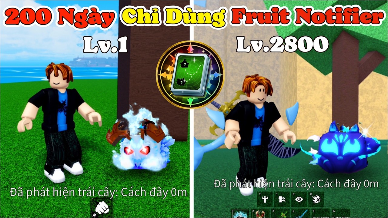 [BloxFruit] 200 Ngày Chỉ Dùng Máy Dò Trái Nào Xài Trái Đó Thức Tỉnh Sức Mạnh Siu Bá Từ Lv1