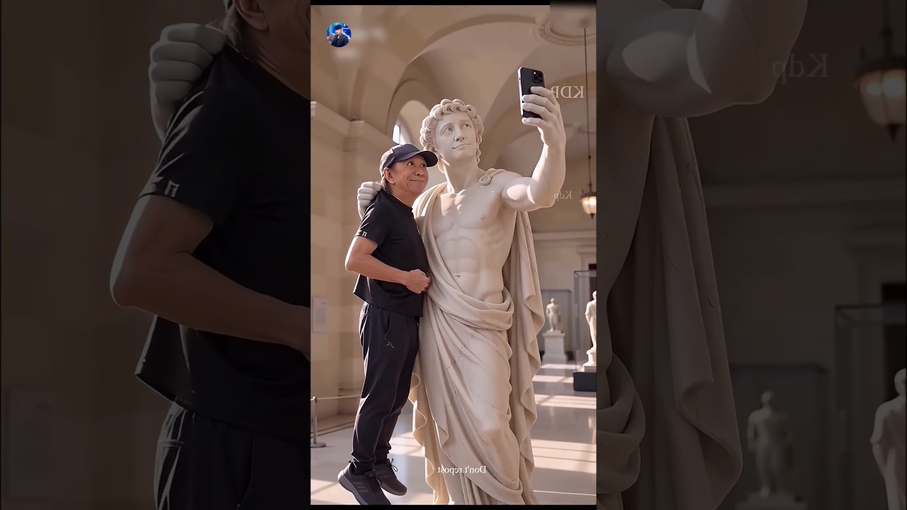 The girl took a photo with the statue man #shorts #vairalshorts