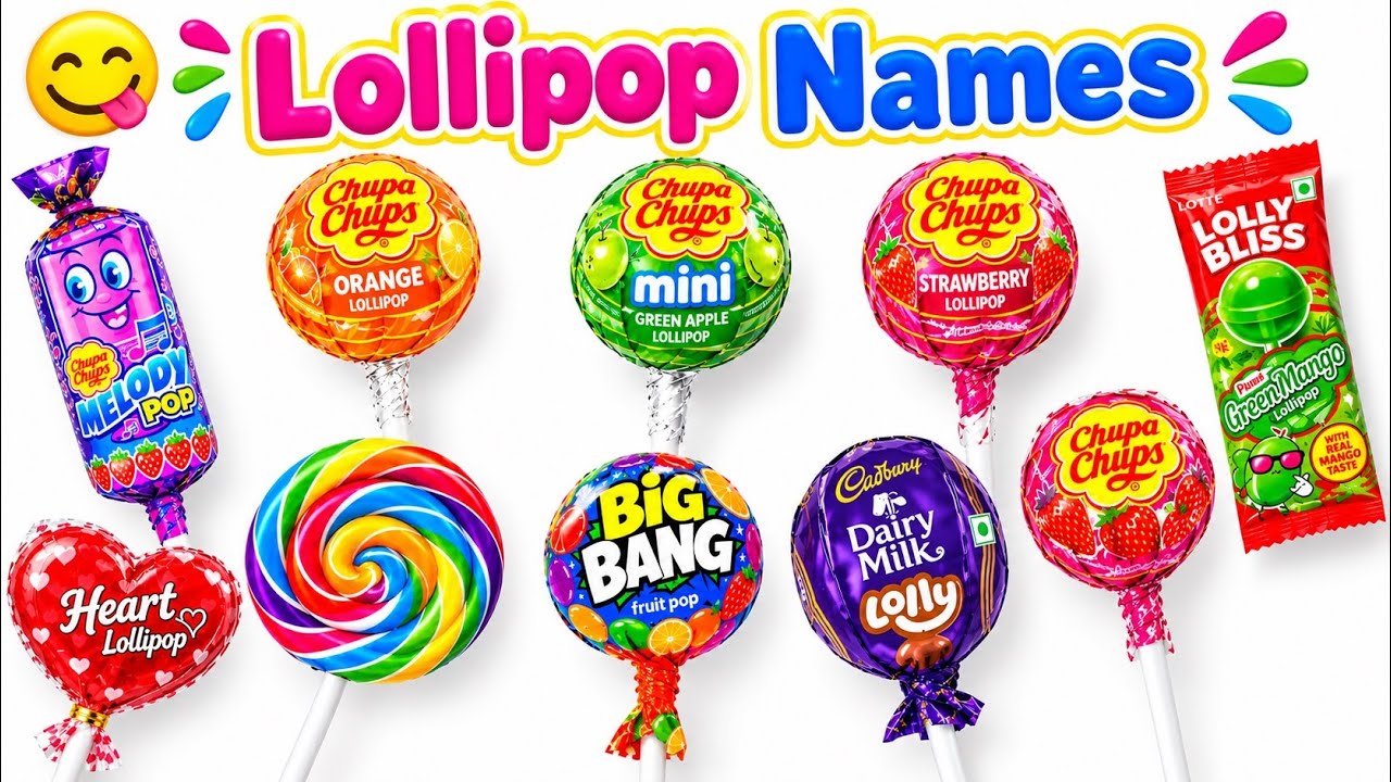 Lollipop Names in English & Hindi with Pictures | लॉलीपॉप के नाम | Kids Learning