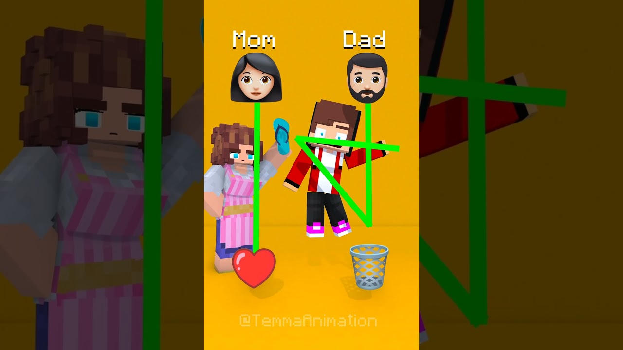 When JJ Choose Mom or Dad 😏🤕 - MAIZEN Minecraft Animation #minecraft #shorts
