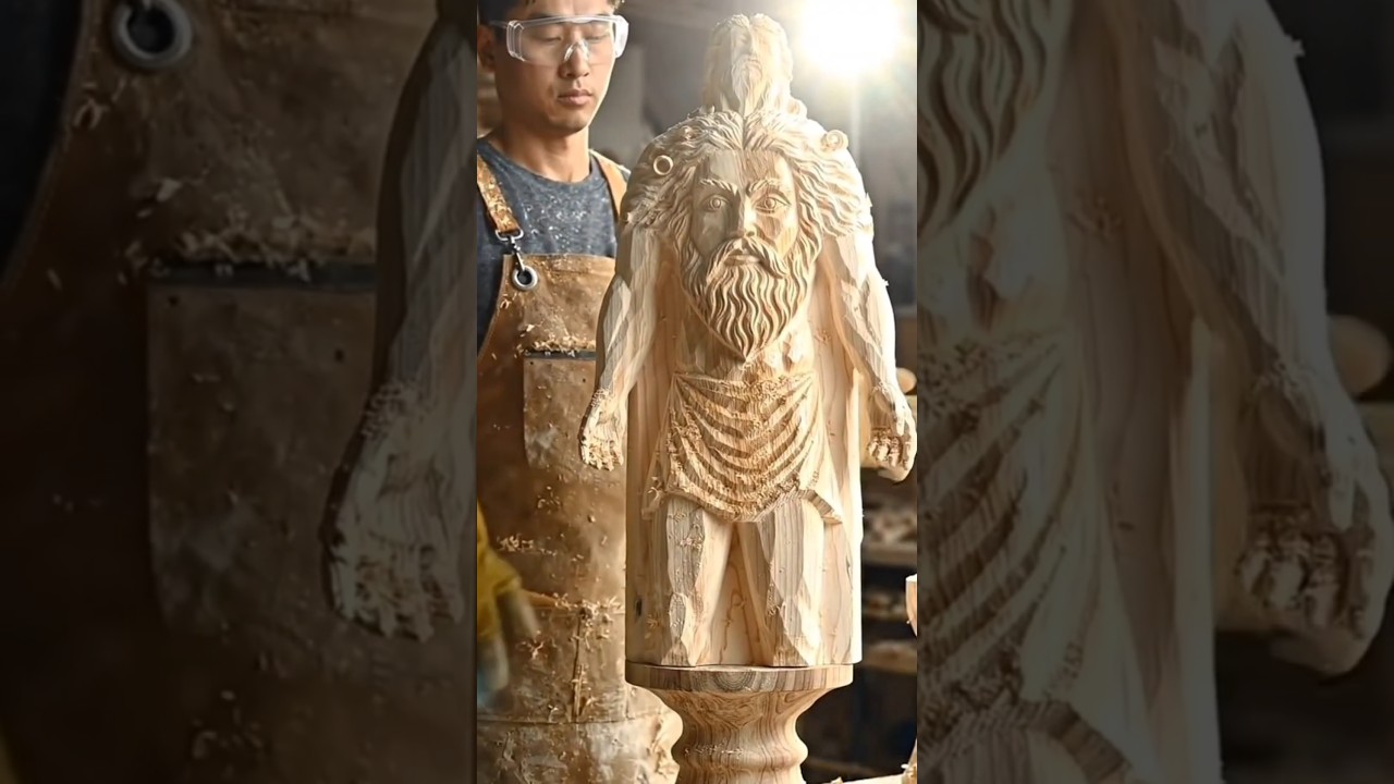 I Carved a Realistic 2-Foot Wooden Statue by Hand 🪵😱 | Amazing Woodworking Art