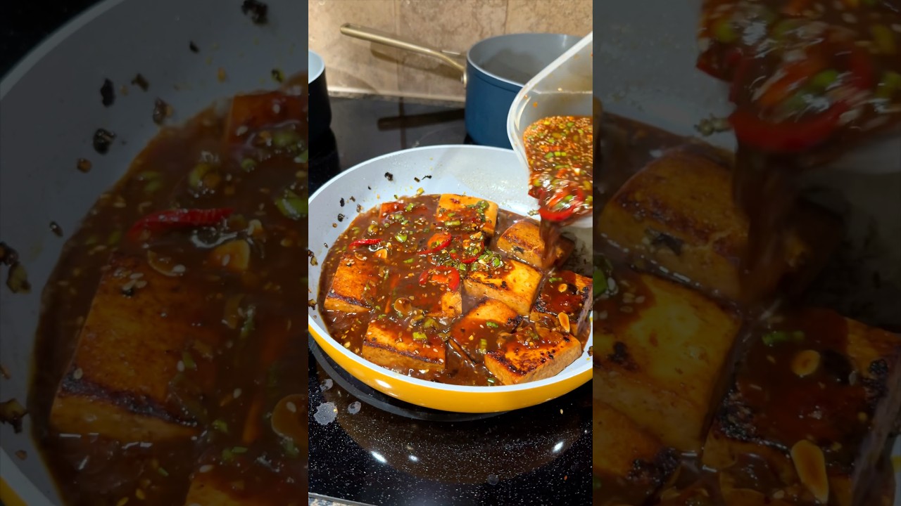 Boiled, marinated, and pan-fried tofu! #recipe