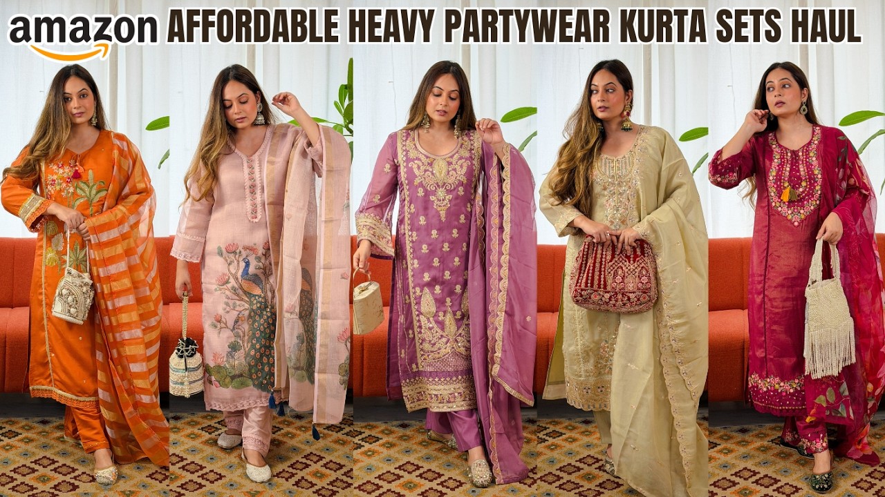 Amazon Affordable Heavy Partywear Kurta Sets with Dupatta Haul | Amazon Prime Day Sale | Mahima Giri