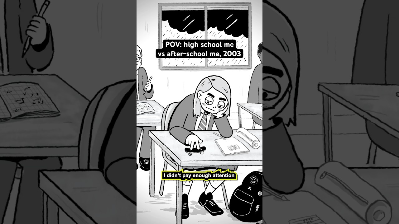 School mode: survive. After-school: come alive 🛹🎥 🔥#y2k #2000s #animation #emo #comedy