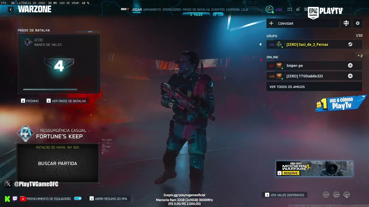 CALL OF DUTY WARZONE AO VIVO | Ação Intensa até a Última Partida I #AD COD APOIADOR: PLAYTV