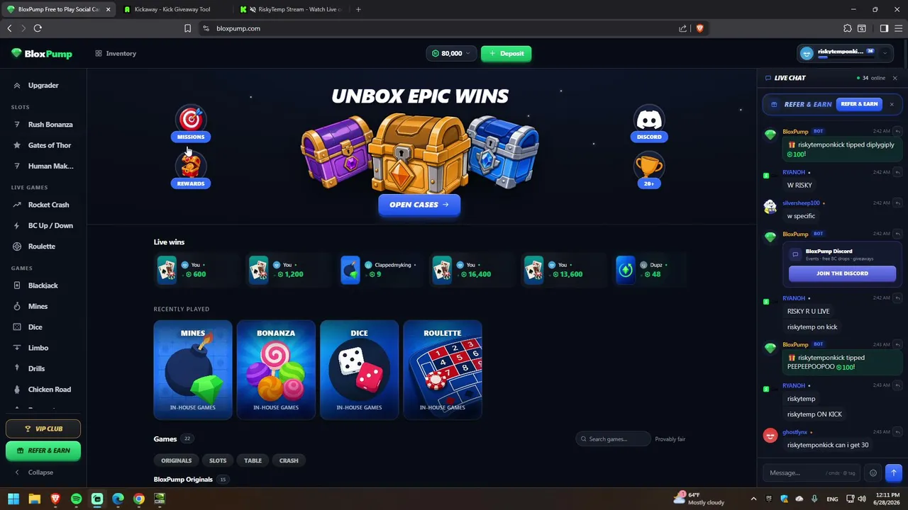 #22 Bloxpump Giveaways & Gambling 100K Balance