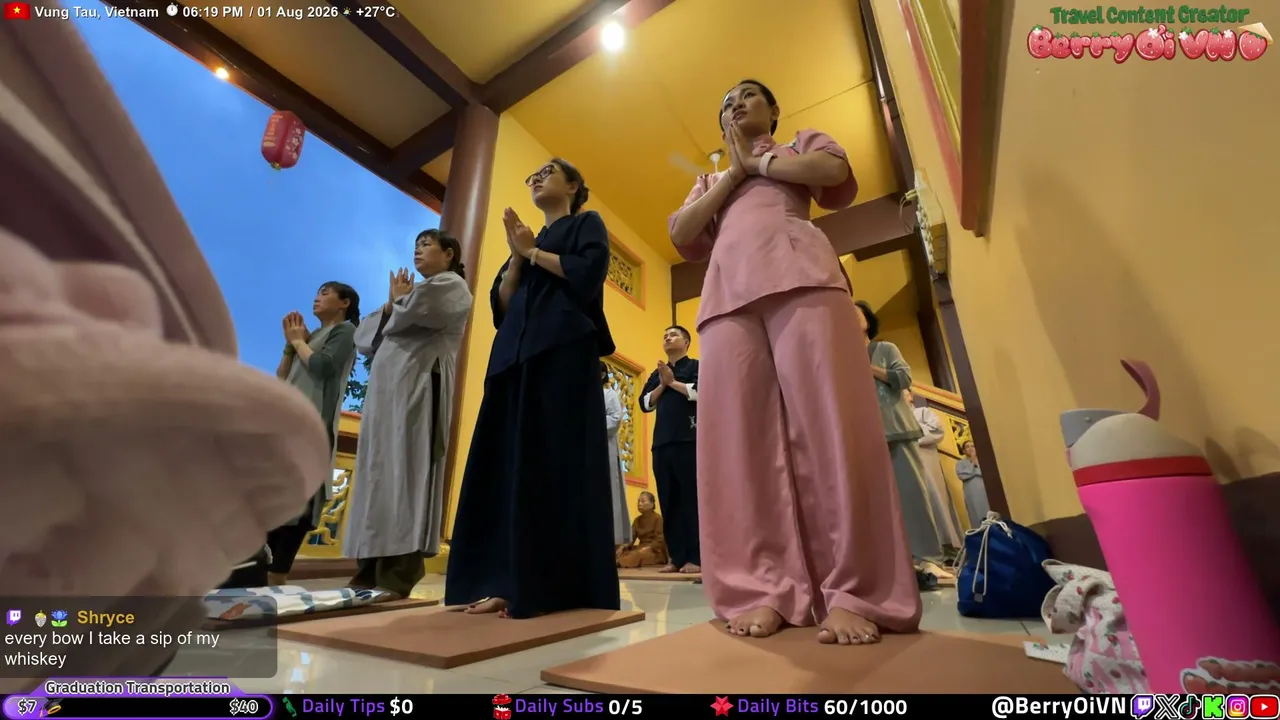 🇻🇳 Temple IRL Stream 🙏 Can I Survive 500 Prostrations? !support (Vung Tau, Vietnam)