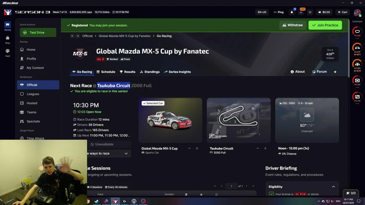 iRacing - Mazda MX-5 Cup - Tsukuba Circuit - Practice