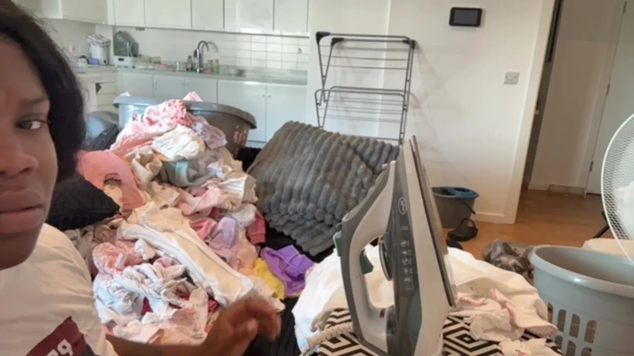 Good morning , washing , ironing baby clothes