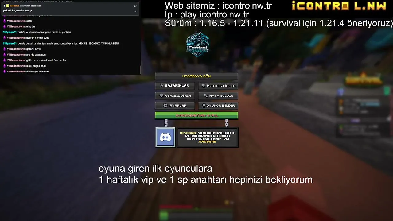 Minecraft Survival Sunucum açıldı
