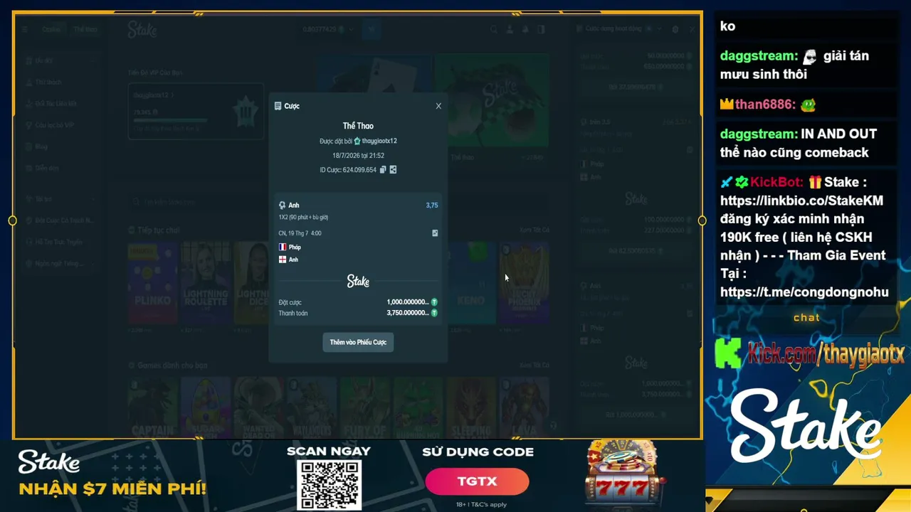 STAKE👑STREAM CÙNG TGTX | ⚽HŨ KHUYA CÓ BẤT NGỜ KHÔNG⚽💥💥 18.7.2026