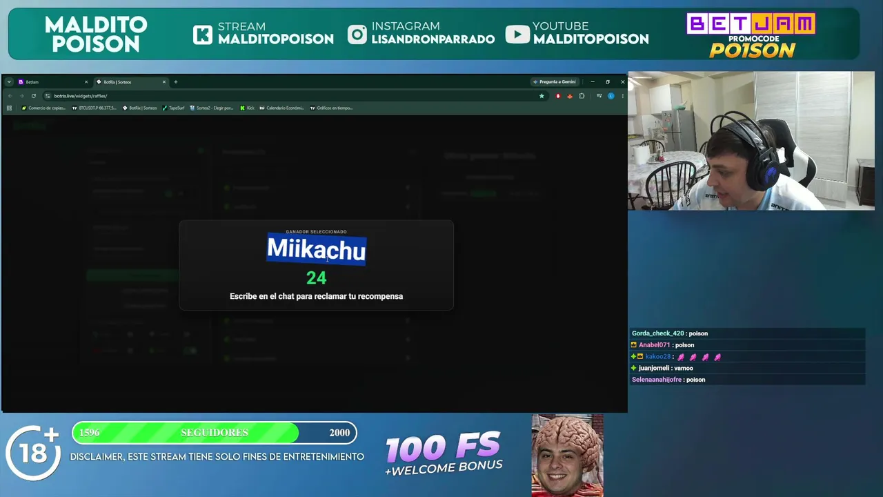 TORNEO CON EL CHAT (5 GANADORES) + TIPEOS  || !BETJAM || !wp || CODE: PO1SON