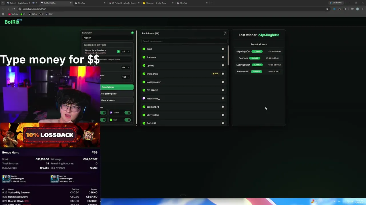 $3,000 RAW GAMBLIN🔥| $100 TO CHAT | $30,000 IN LEADERBOARDS | WAGER MILESTONES | !free25 !rainbet !leaderboard !lossback