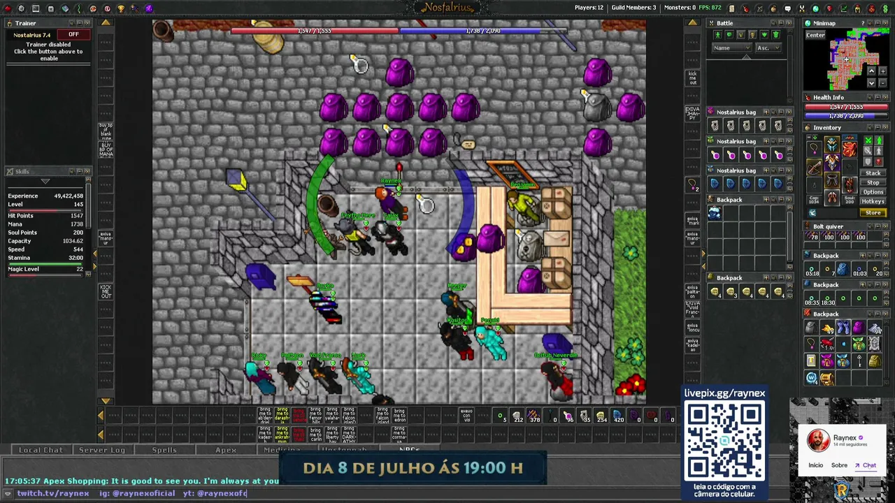 Tibia 7.4 e conversando com o chat