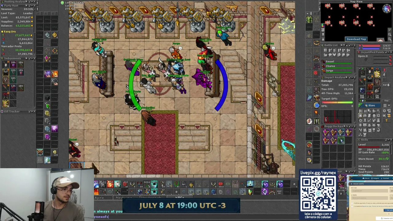 Tibia 7.4 e conversando com o chat