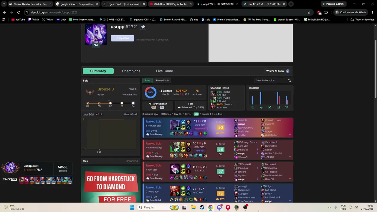 UNRANKED AO MESTRE - DESAFIO ROLETA.