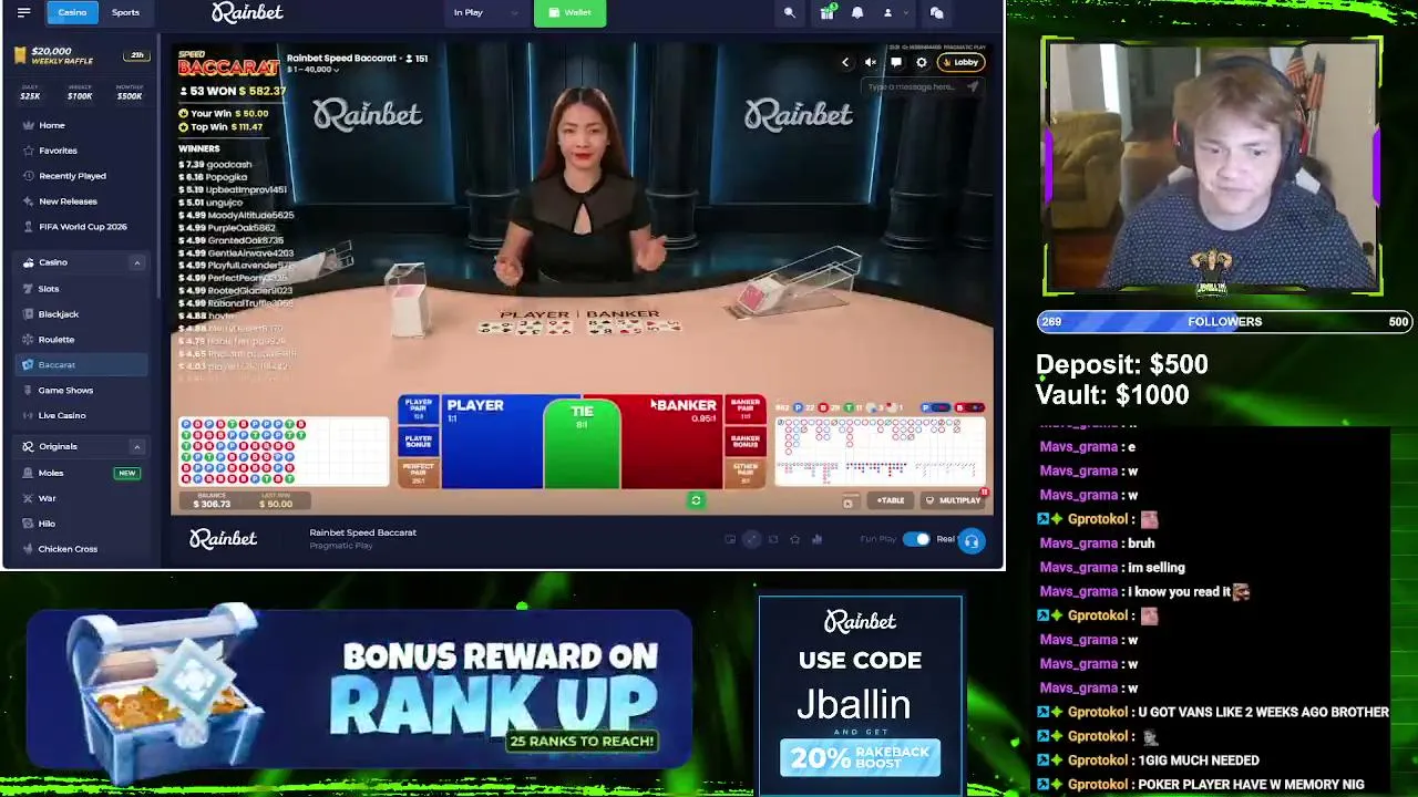 Baccarat King !giveaway !rainbet !discord !lb