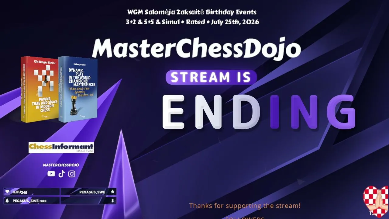 WGM Salomėja Zaksaitė Birthday Events • 3+2 & 5+5 & Simul • Rated • July 25th, 2026 • Lichess.org