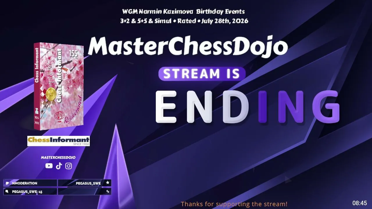WGM Narmin Kazimova  Birthday Events  3+2 & 5+5 & Simul • Rated • July 28th, 2026 • Lichess.org