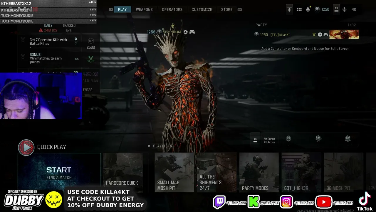 LIVE SLIME !! NEW SEASON 5 WARZONE UPDATE !! SPONSORED BY DUBBY ENERGY !! USE CODE KILLA4KT AT CHECKOUT !! 10% OFF
