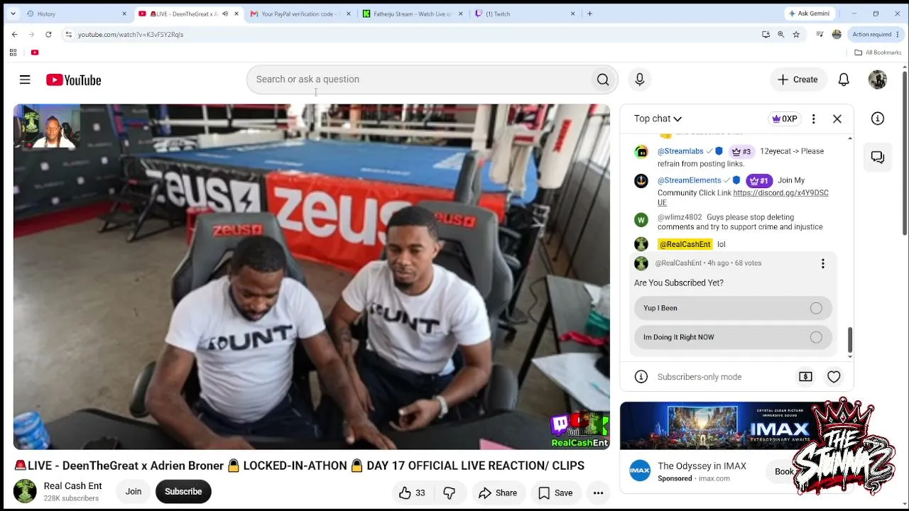 🔴NO ADS LIVE DEENTHEGREAT X ADRIEN BRONER X 🔥!! REACTION VIDEO 😯LOCKED-IN-ATHON DAY 13 OF 45