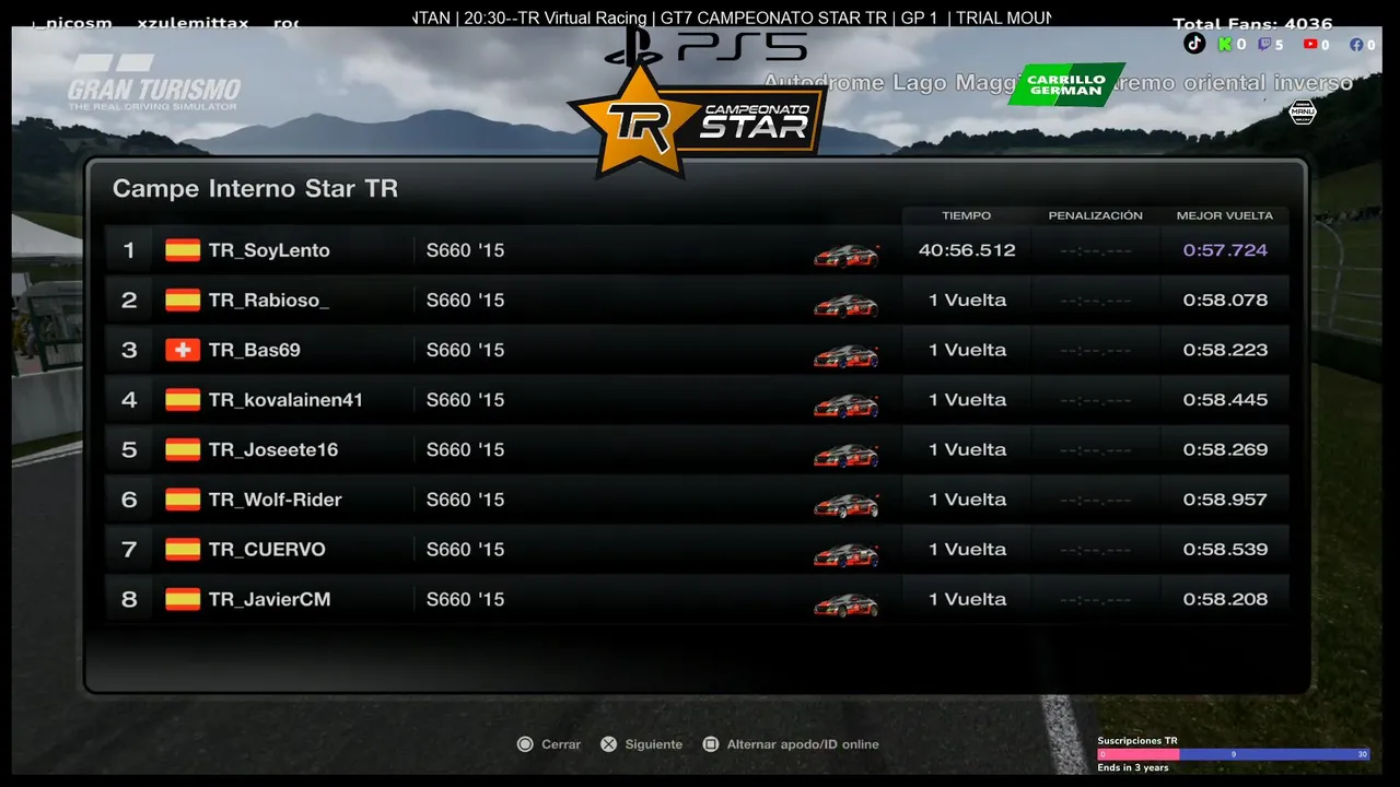 GT7 | TR Virtual Racing |  VSL 2026 |GP 5 TRIAL MOUNTAIN | 21:30