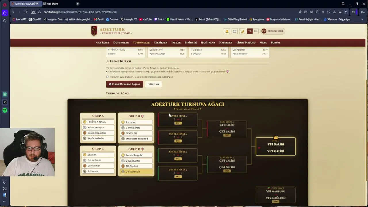 AOE2TURK 1.Huşaşmifer Turnuvası Kura Çekimi