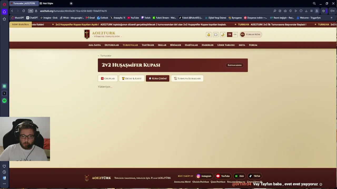 AOE2TURK 1.Huşaşmifer Turnuvası Kura Çekimi
