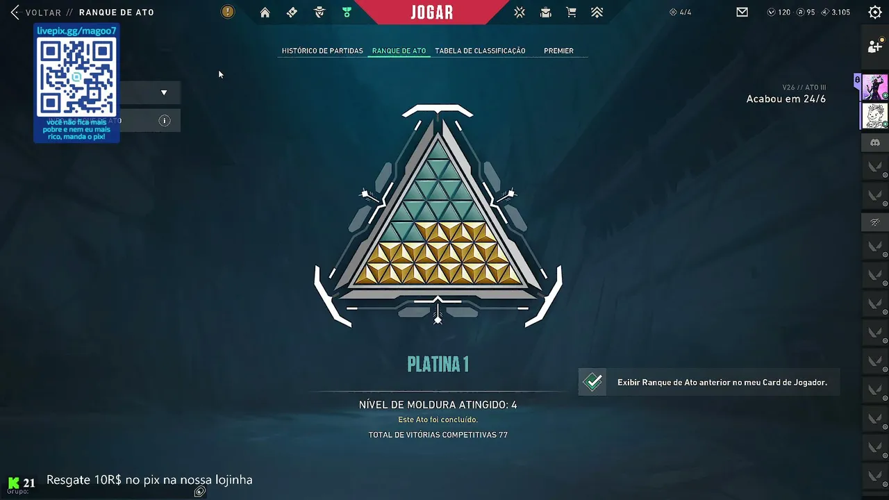 Jogando Valorant - Ranked em Busca do Platina - AO VIVO