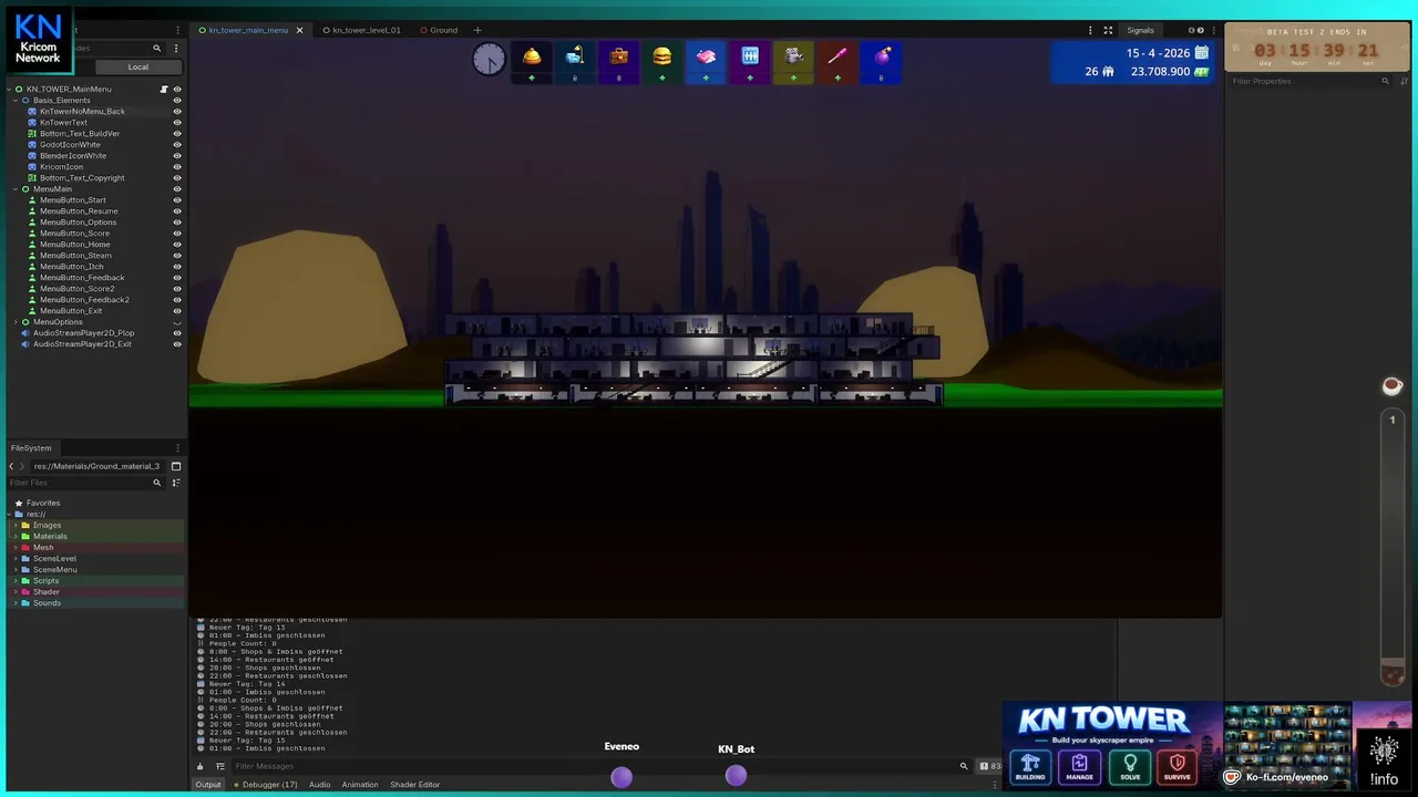 🛠️ GameDev 🛠️ - Developing KN Tower 🏢 | 🤖 Godot | ⚙️ Blender | 🐍 Python | 🧮 GDScript | 🎨 Gimp