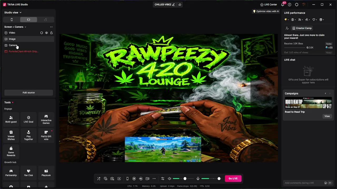 RAWPEEZY 420. Good energy, good games, good vibes only. Pull up.