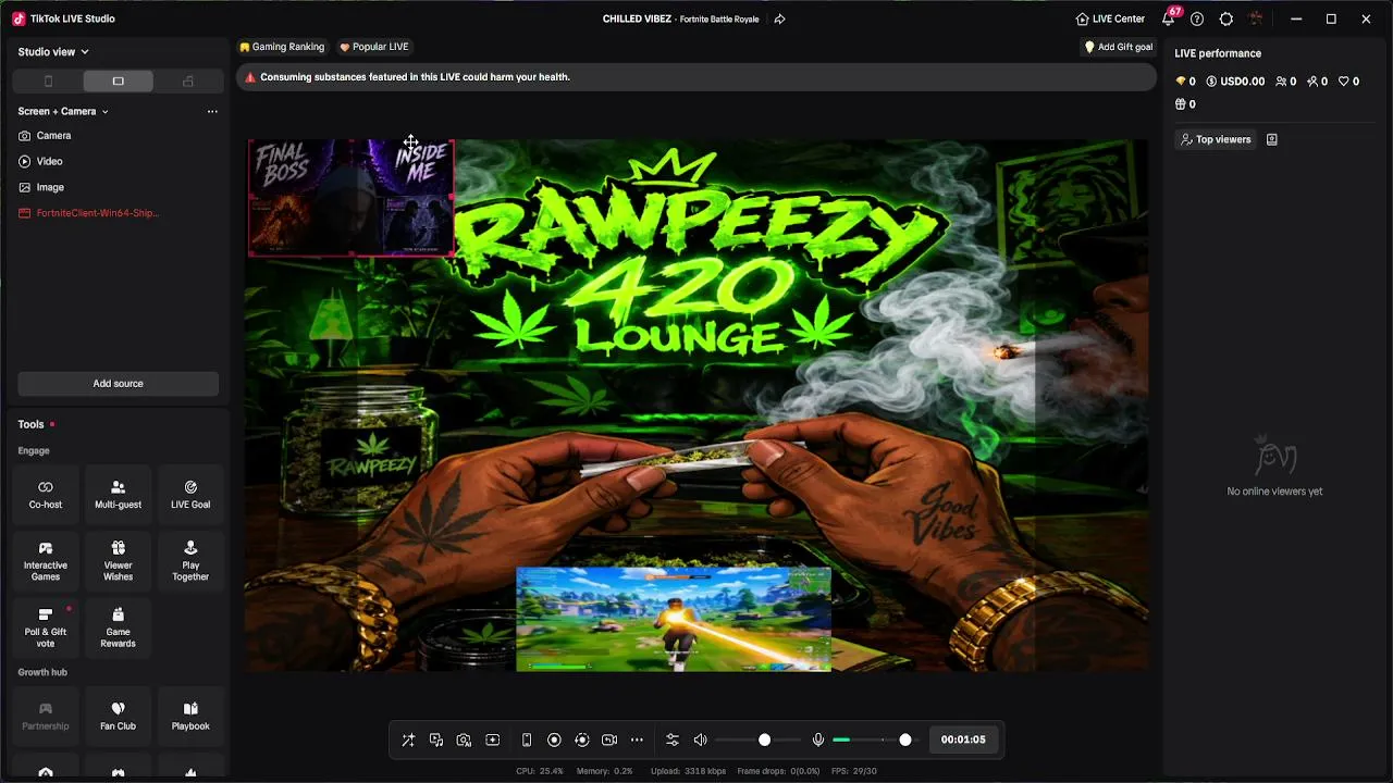 RAWPEEZY 420. Good energy, good games, good vibes only. Pull up.