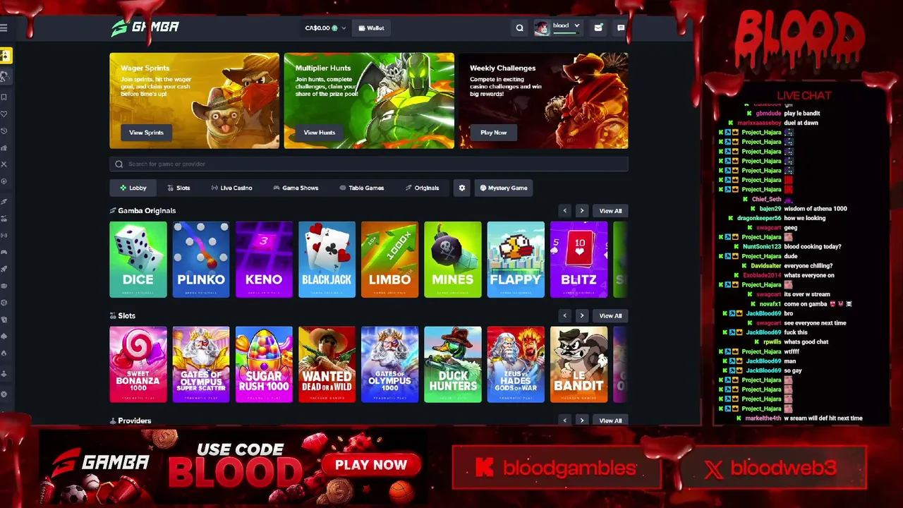 🩸 $1250 START ON !gamba 🩸 $2500 LEADERBOARD 🩸 MAX WINS 🩸 JOIN UP 🩸 !lb !discord