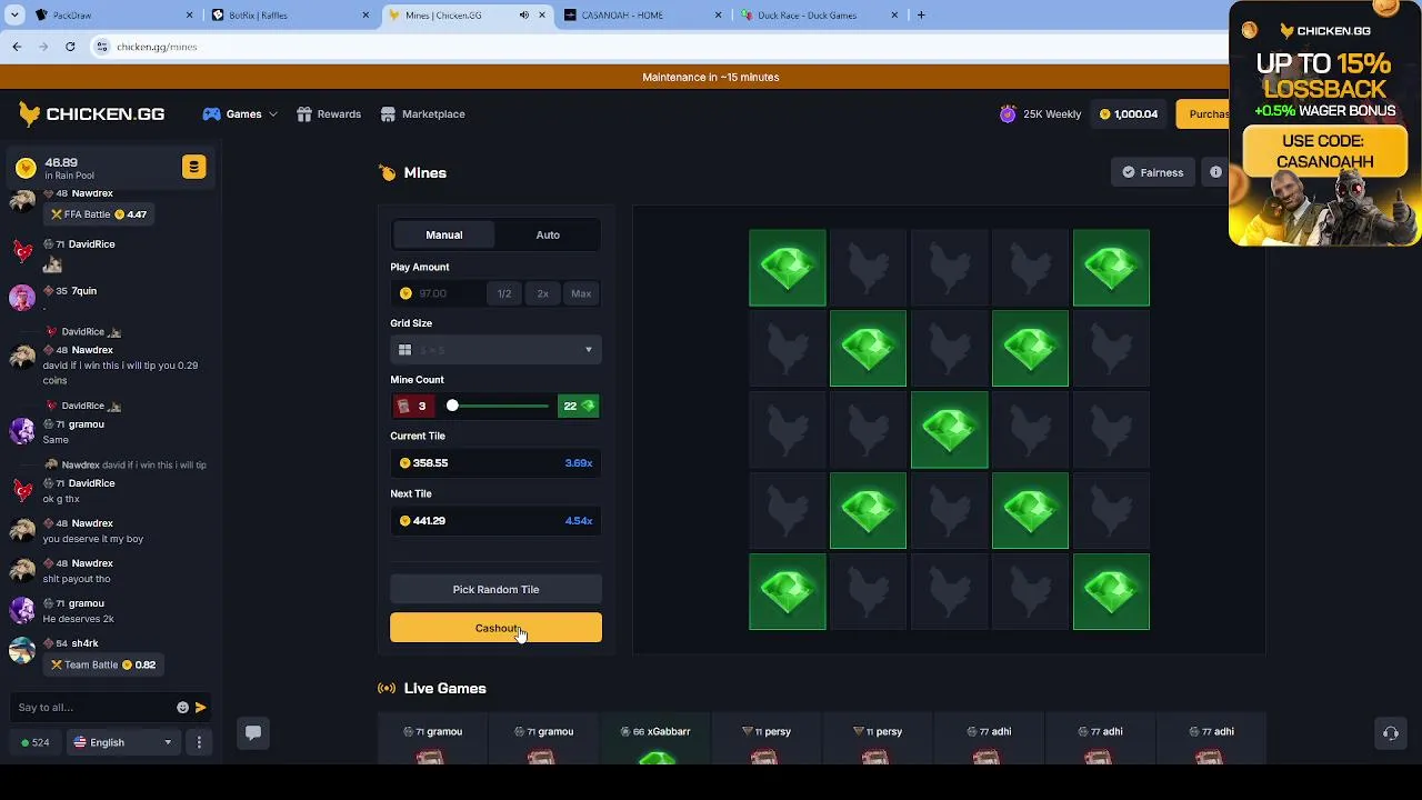 $800 packdraw 500 chicken!!  DUCK RACEEE