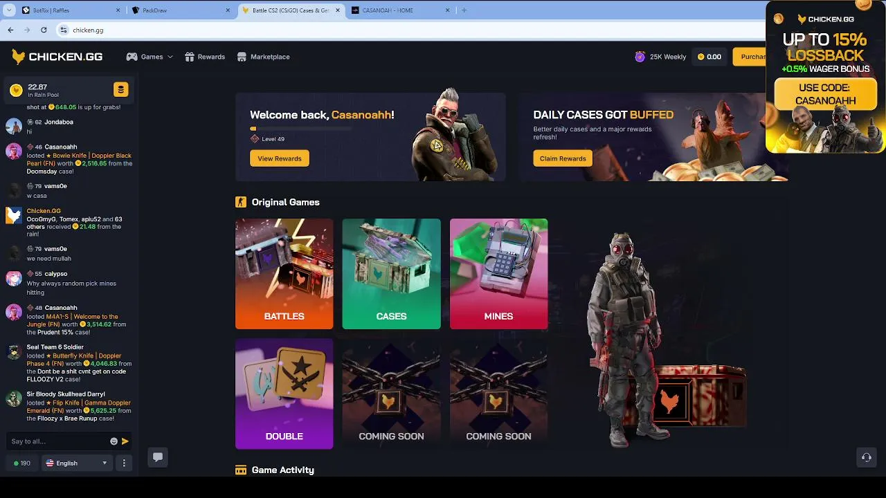 $800 packdraw 500 chicken!!  DUCK RACEEE