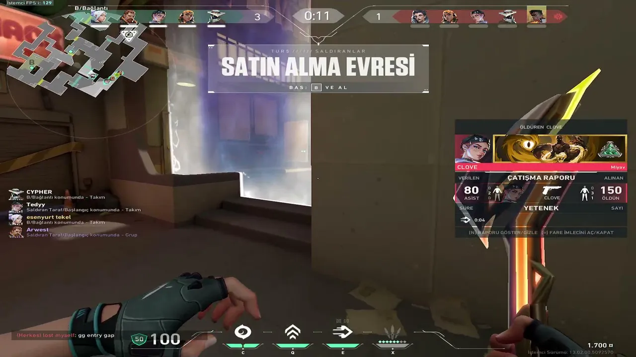 valorant ama öldüğümde kendime dokunuyorum