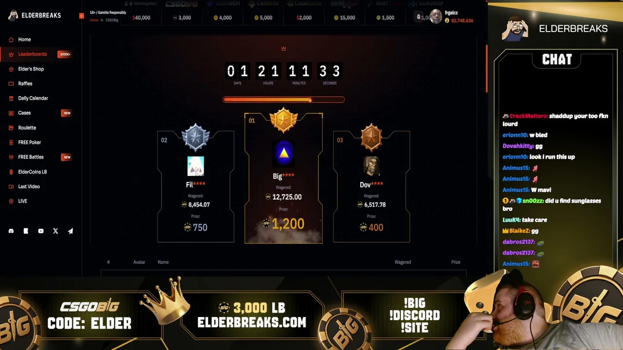 FREE BATTLE | $2,000 CSGOBig with FRGAL | Leaderboards & Rewards at Elderbreaks.com